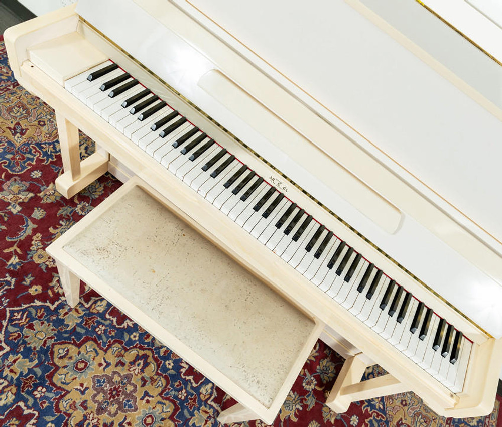 Carl Ebel Studio Upright Piano Polished White/Ivory SN: 45194